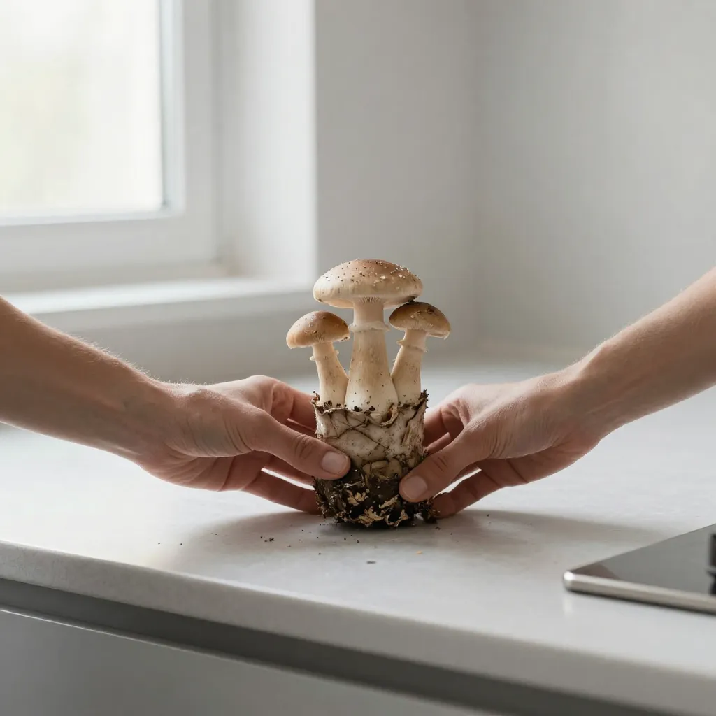 Multiple mushroom varieties growing together
